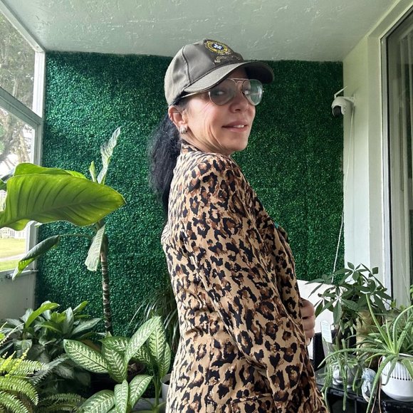 Bloomingdales Silk Black Leopard Sequins Animal Print Blazer Jacket - Picture 5 of 7